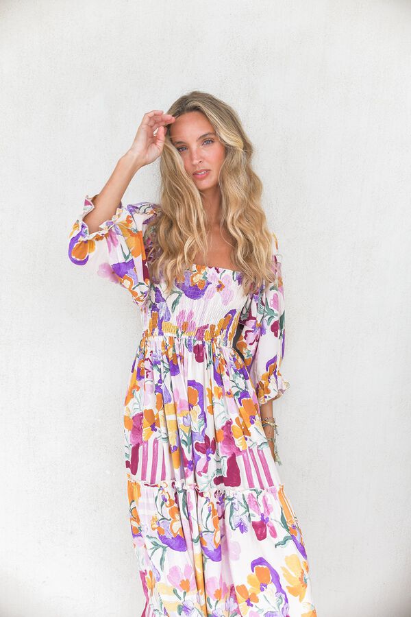 Jaase Vestido midi manga larga Estampado blanco