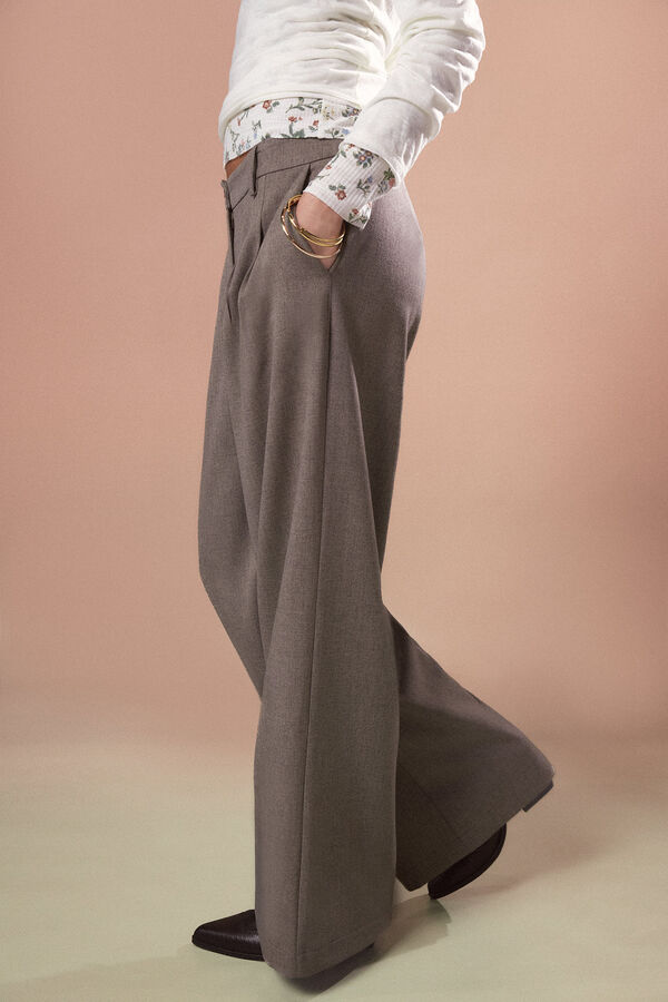 Slowlove Pantal&oacute;n pinzas recto Gris