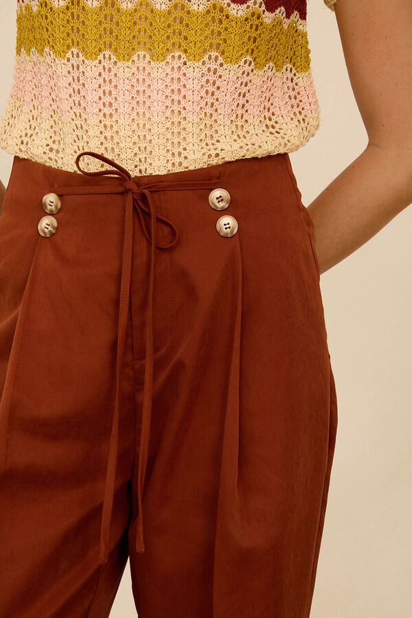 Meisie Pantal&oacute;n tobillero con pinzas Marr&oacute;n