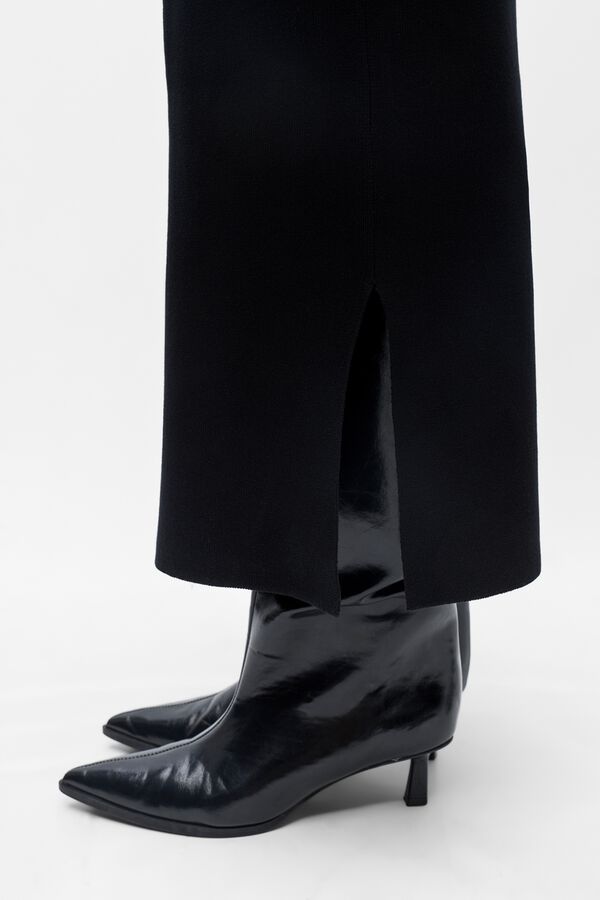 Object Vestido punto largo bicolor Negro