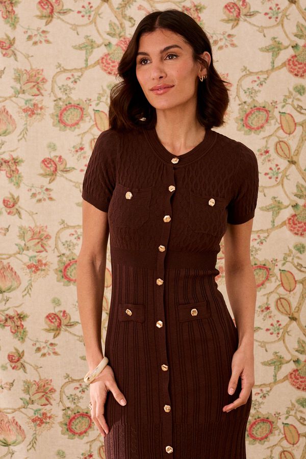 Pol&iacute;n Et Moi Vestido punto Romina Marr&oacute;n oscuro
