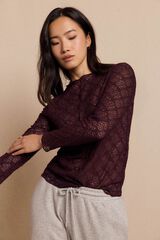 Slowlove Top encaje asimétrico Vino