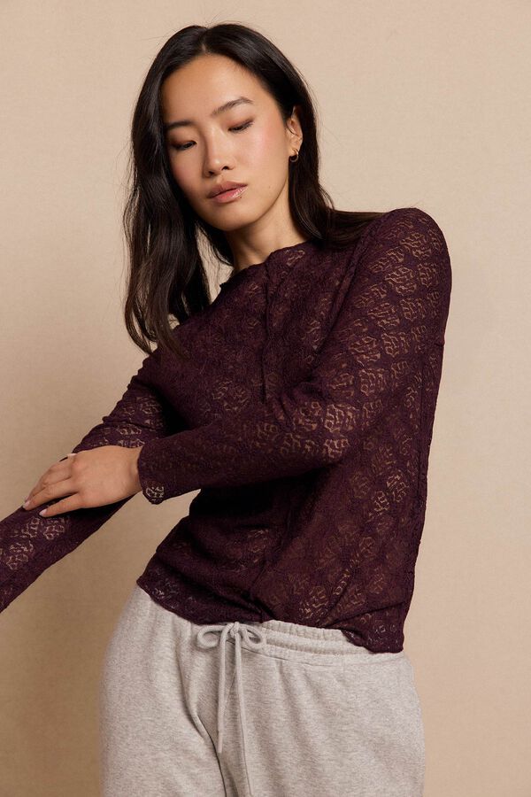 Slowlove Top encaje asimétrico Vino