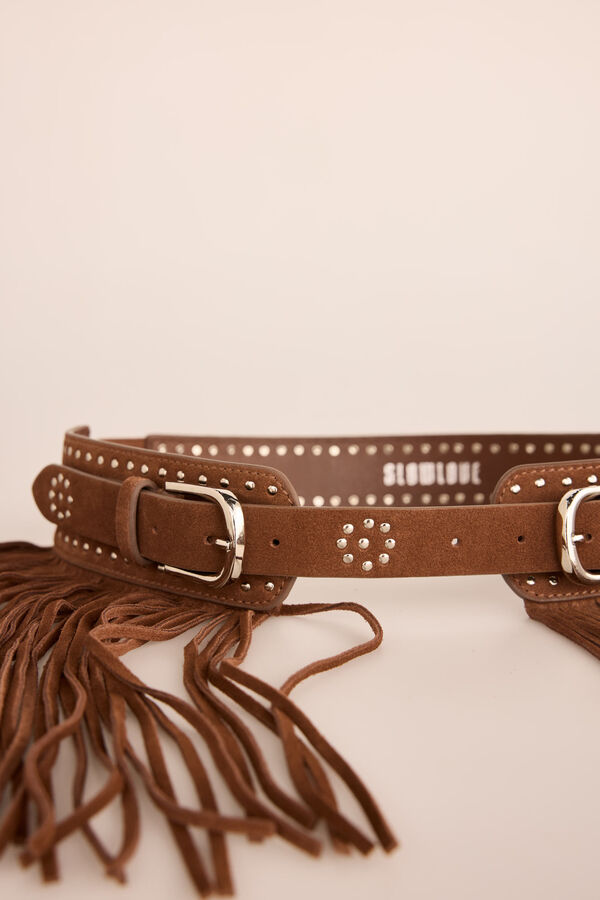 Slowlove Cintur&oacute;n high waist efecto piel Camel