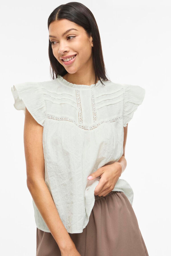 Vila Blusa de manga corta de algod&oacute;n org&aacute;nico Blanco