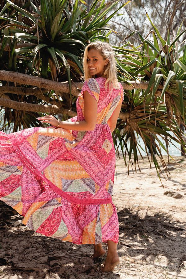 Jaase Vestido largo Carmen Fucsia