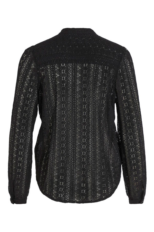 Vila Blusa de encaje con manga larga Negro