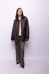 Object Abrigo efecto piel acolchado Marr&oacute;n oscuro