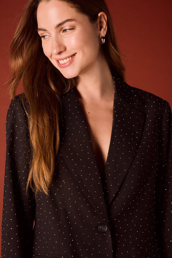 Slowlove Blazer entallada de strass. Negro