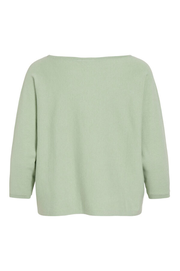 Vila Jersey fino cuello barco Kaki