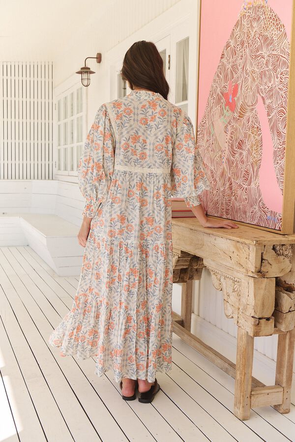 Jaase Vestido maxi Kazzie Estampado blanco