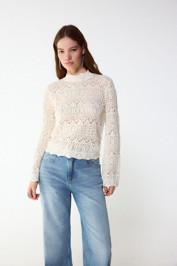 Slowlove Jersey punto calado perkins Marfil