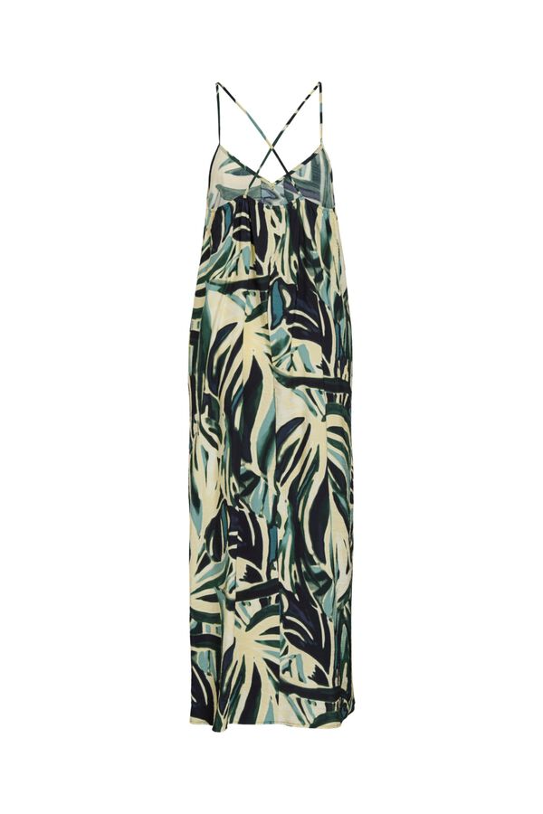 Vila Vestido largo de tirantes con viscosa Verde oscuro