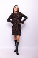 Object Top lentejuelas y flocado Marr&oacute;n oscuro