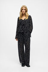 Object Pantal&oacute;n gasa estampado Negro