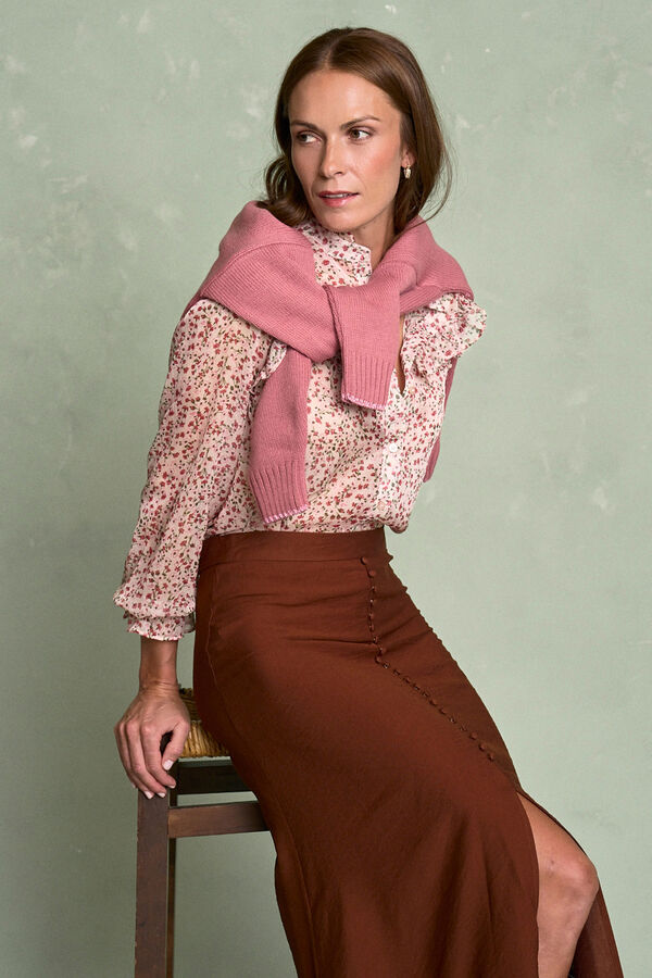 Polín Et Moi Camisa flores Minna Estampado granate