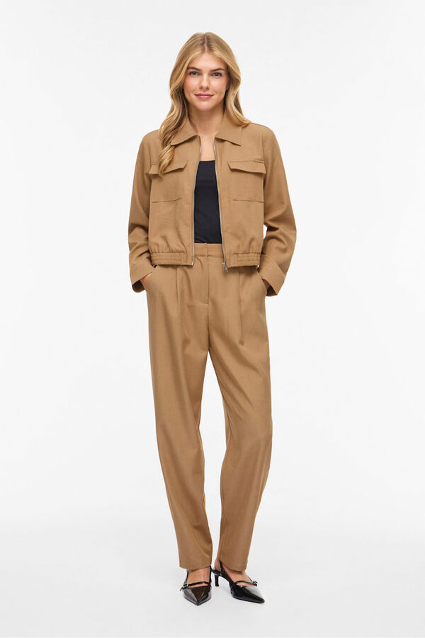 Vila Chaqueta bomber con cremallera Beige