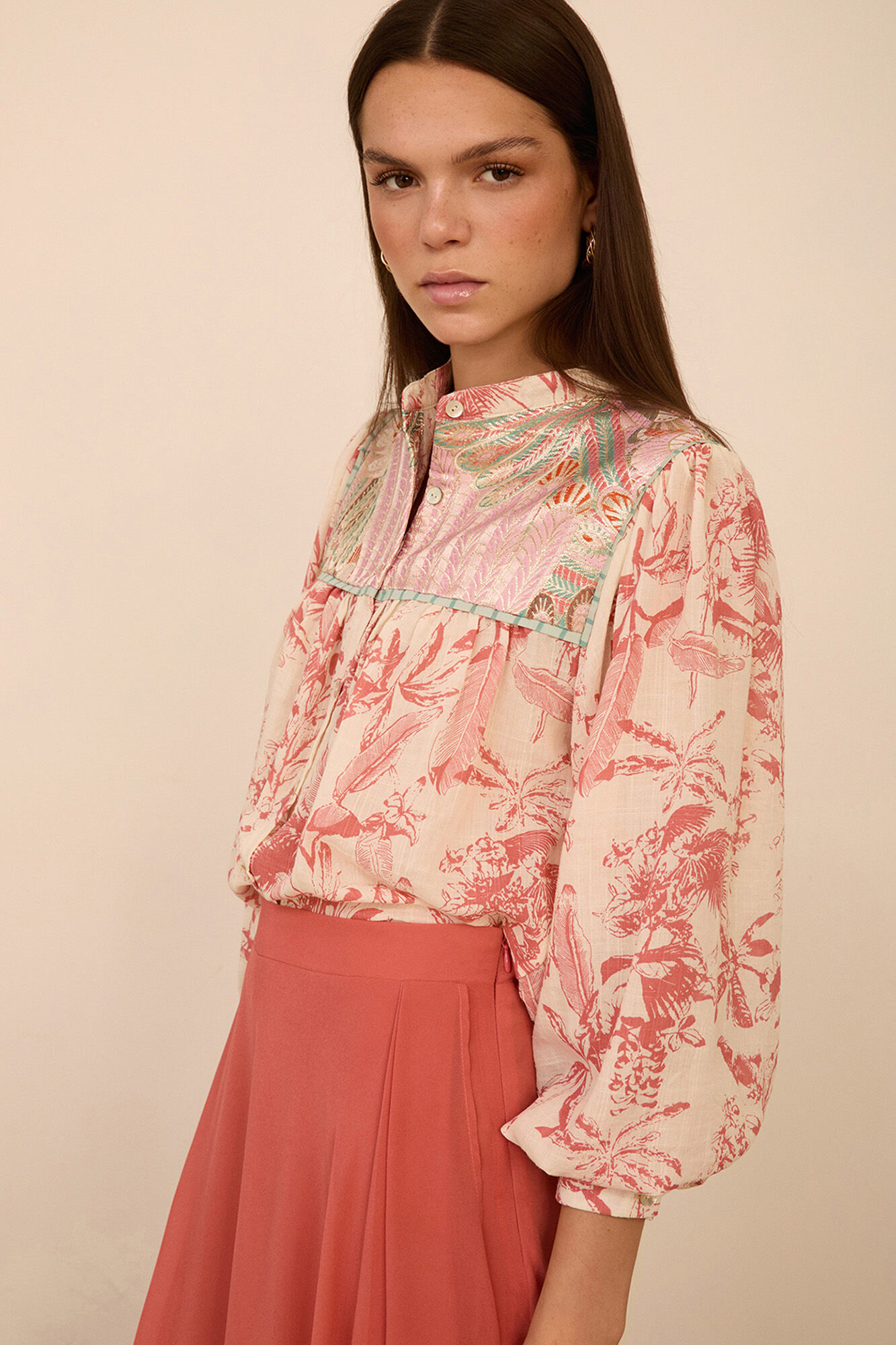 Meisie Blusa estampada bimateria