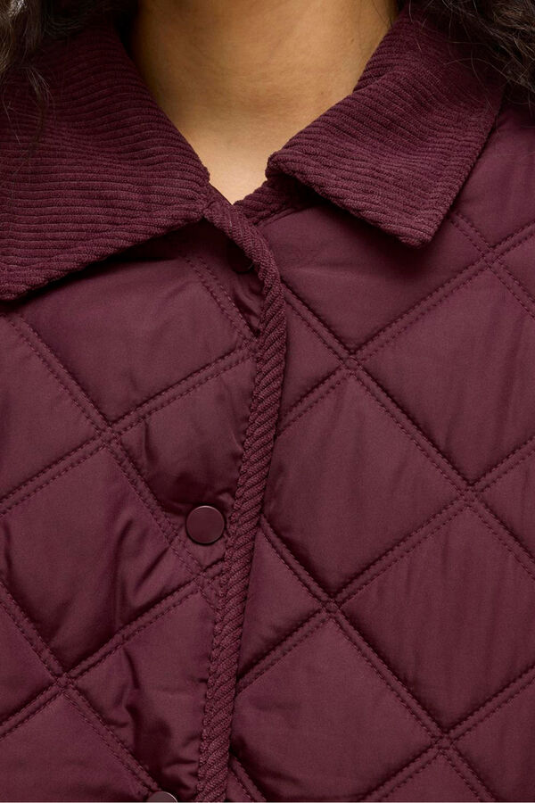 Vila Abrigo acolchado guateado con cuello de pana Granate
