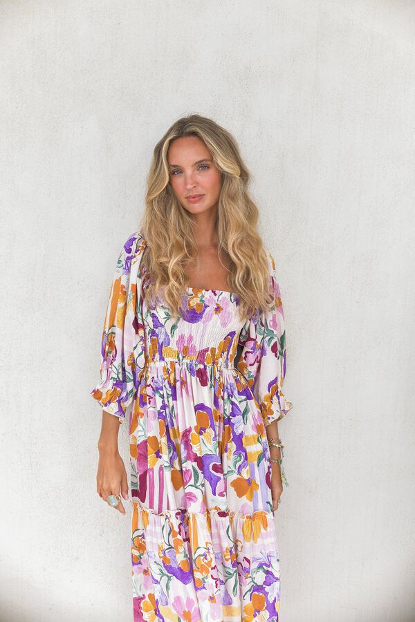 Jaase Vestido midi manga larga Estampado blanco