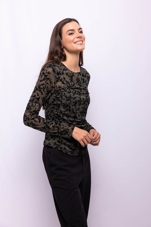 Object Top tejido flocado Gris oscuro