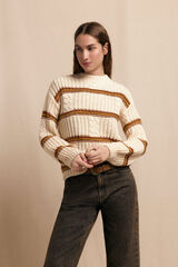 Slowlove Jersey punto perlado rayas Marfil