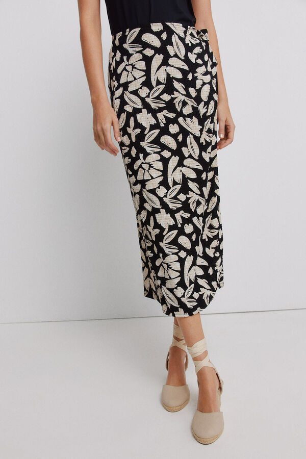Vila Falda pareo midi estampada Negro