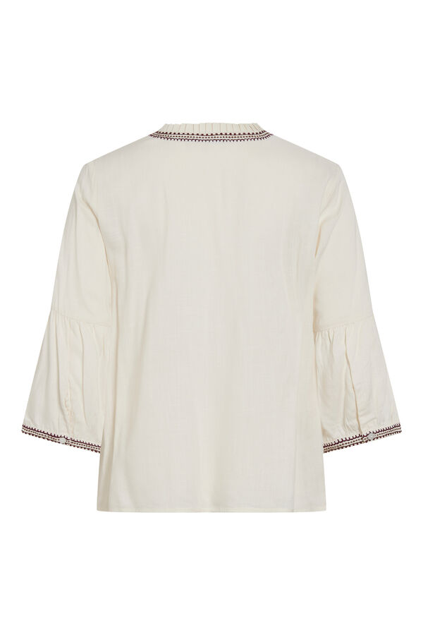 Vila Blusa boho con bordados en contraste Beige