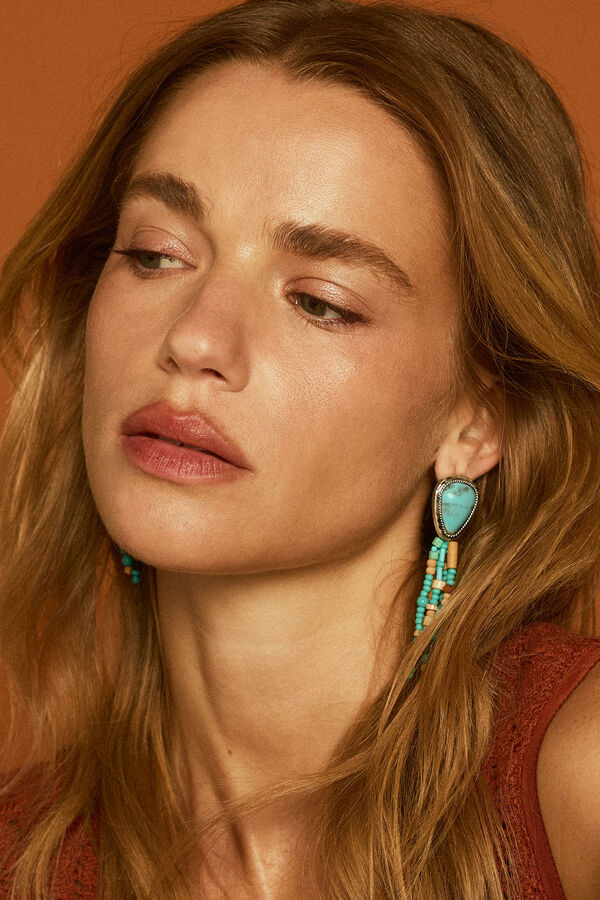 Slowlove Pendientes piedra y borla Multicolor