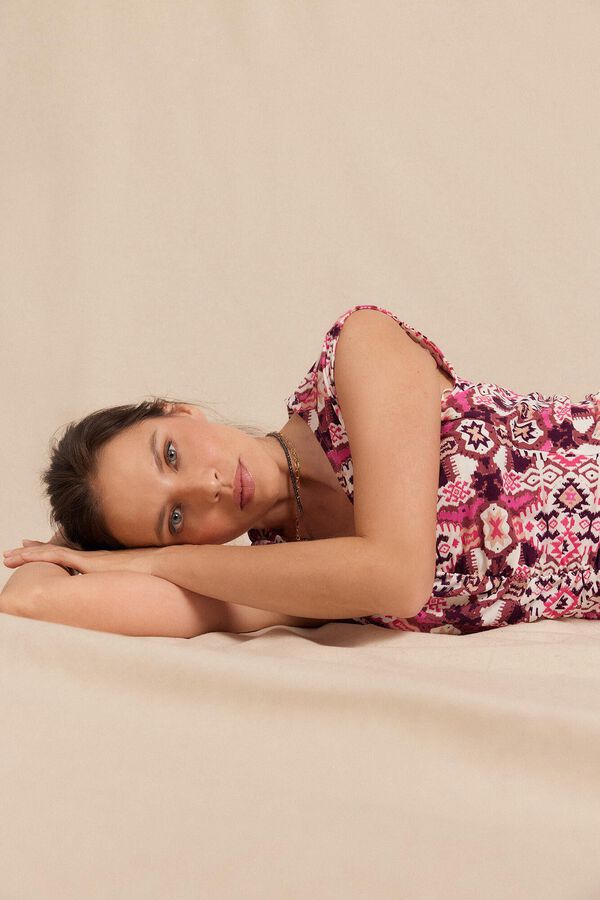 Slowlove Vestido punto estampado frunce Multicolor