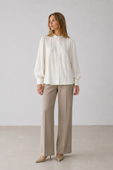 Vila Blusa con detalles plisados y encaje Blanco