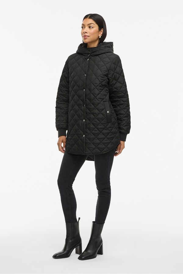 Vila Abrigo acolchado guateado con capucha Negro
