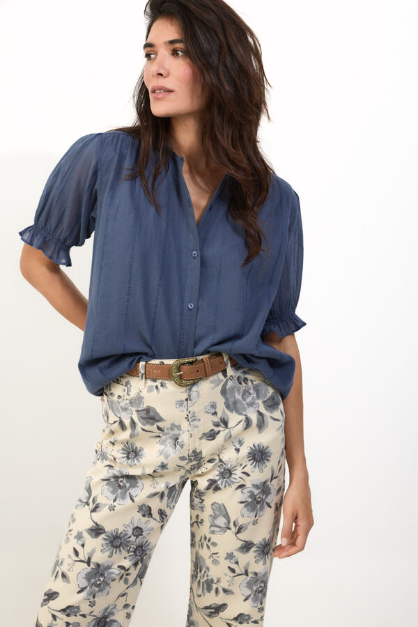 Slowlove Blusa dobby fluido Azul