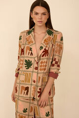 Meisie Blazer fluido estampado Beige