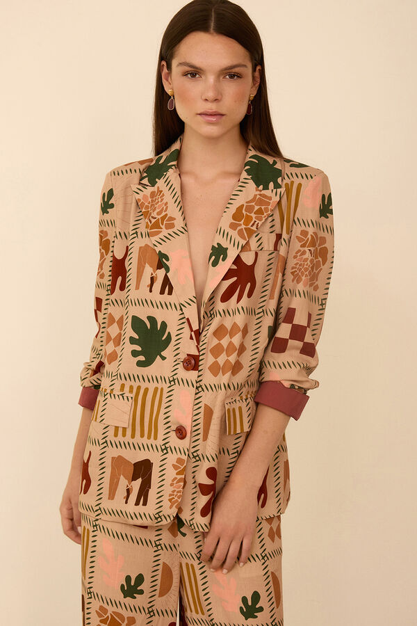 Meisie Blazer fluido estampado Beige