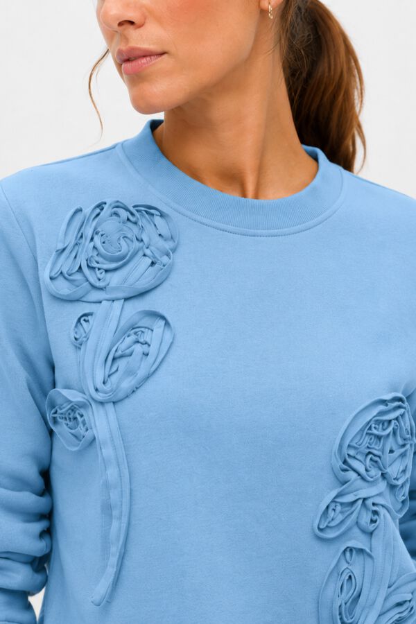 Object Sudadera bordado flores Azul