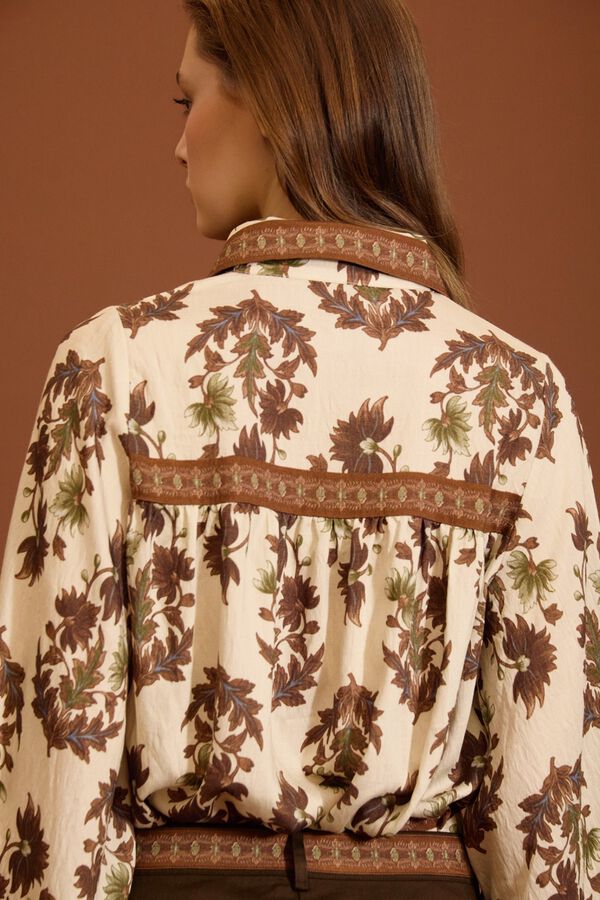 Meisie Blusa estampada con mangas abullonadas Estampado beige
