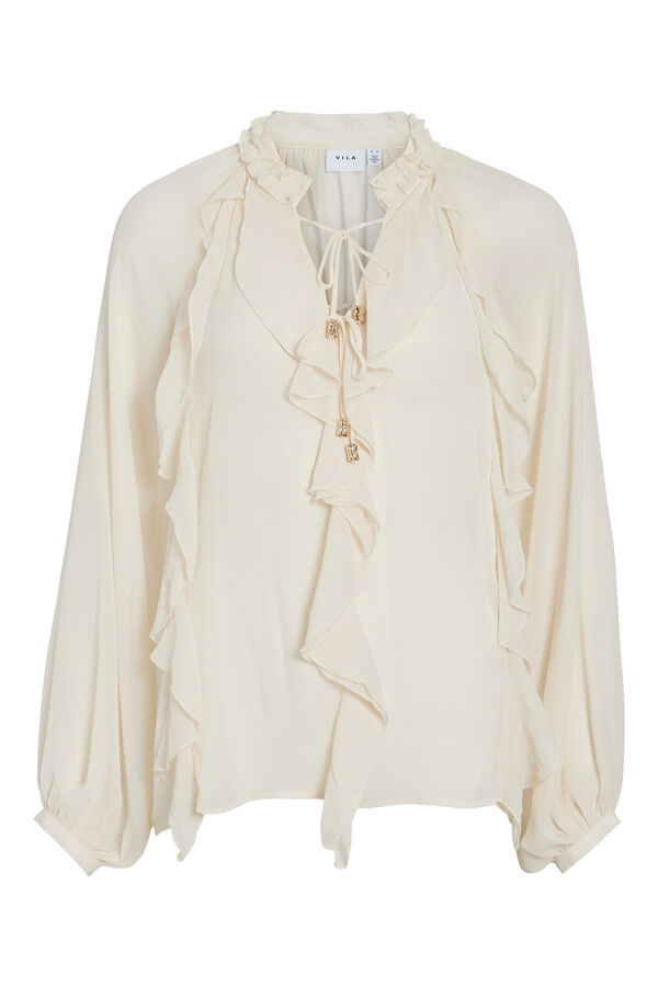 Vila Blusa fluida con volantes Marfil