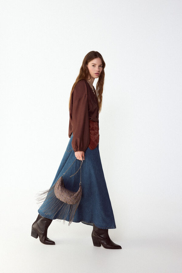 Slowlove Blusa lazadas Marr&oacute;n