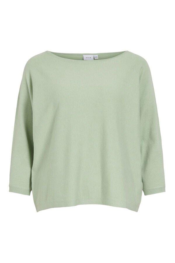 Vila Jersey fino cuello barco Kaki