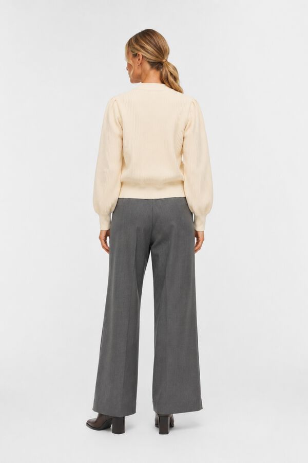 Object Cardigan canal&eacute; liso Beige