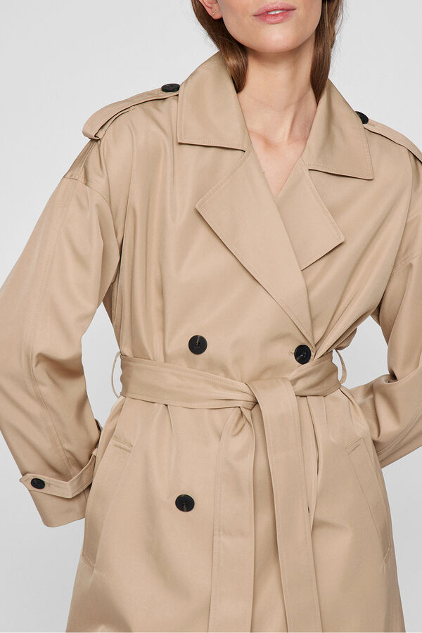 Vila Gabardina larga anudada Beige
