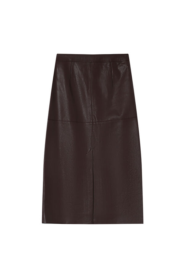Grace & Mila Falda larga midi en cuero Granate