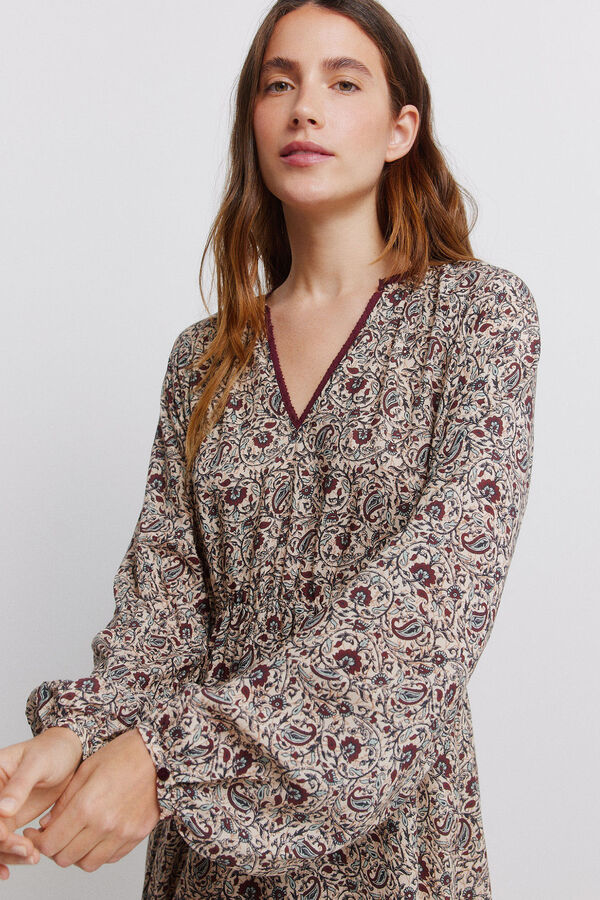 Vila Vestido midi estampado cachemir Estampado beige