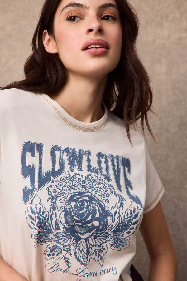 Slowlove Camiseta rosa SlowLove Marfil
