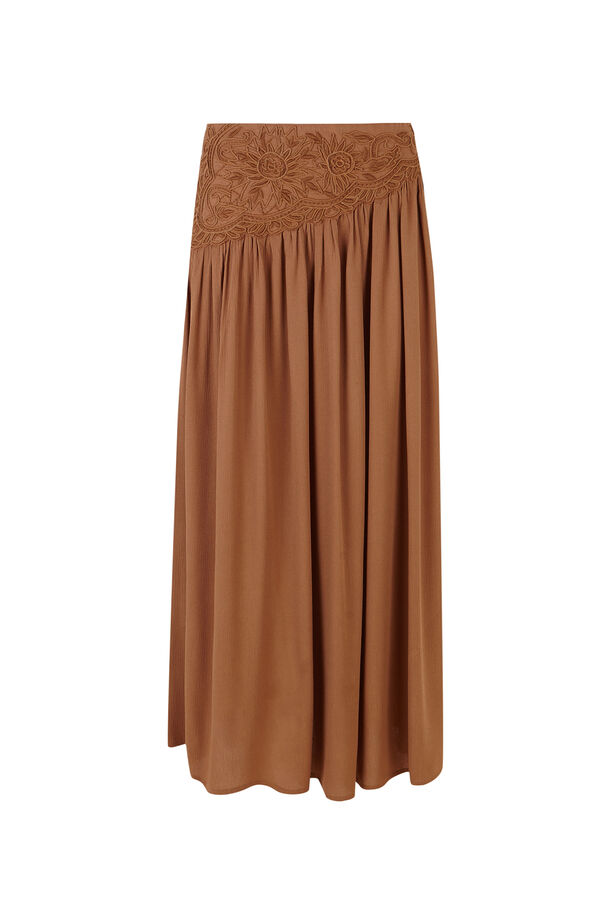 Slowlove Falda midi con bordado Beige