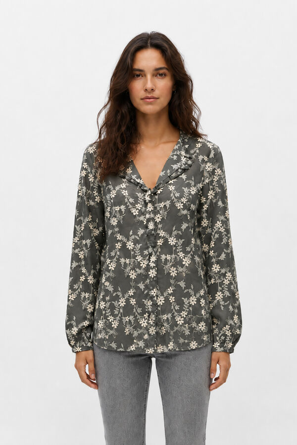 Object Blusa tejido bordado Gris
