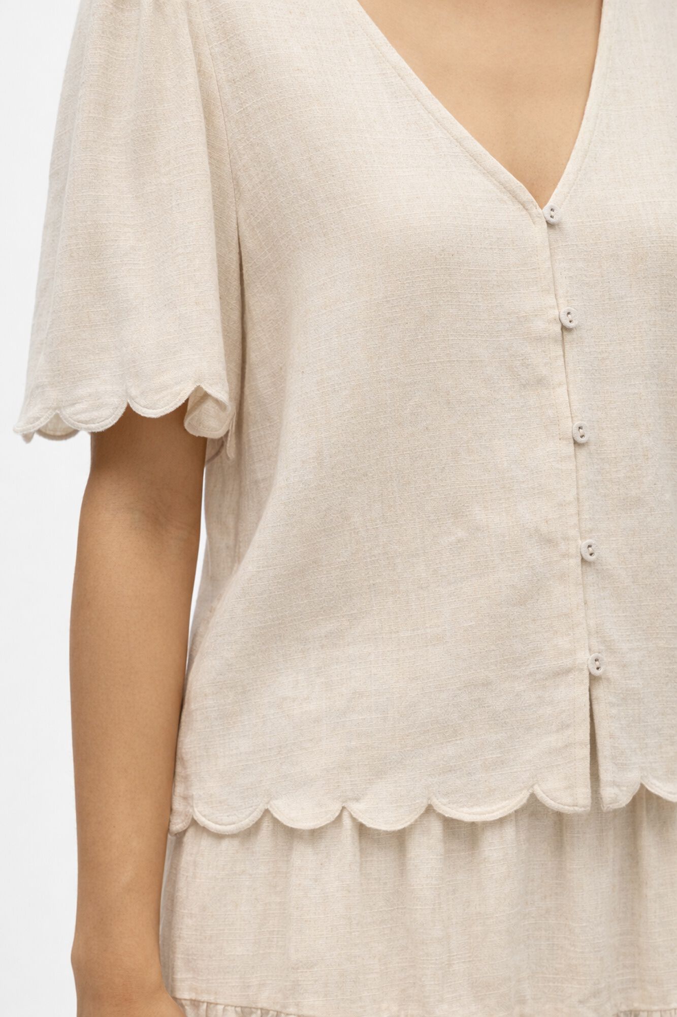 Object Blusa lino manga corta