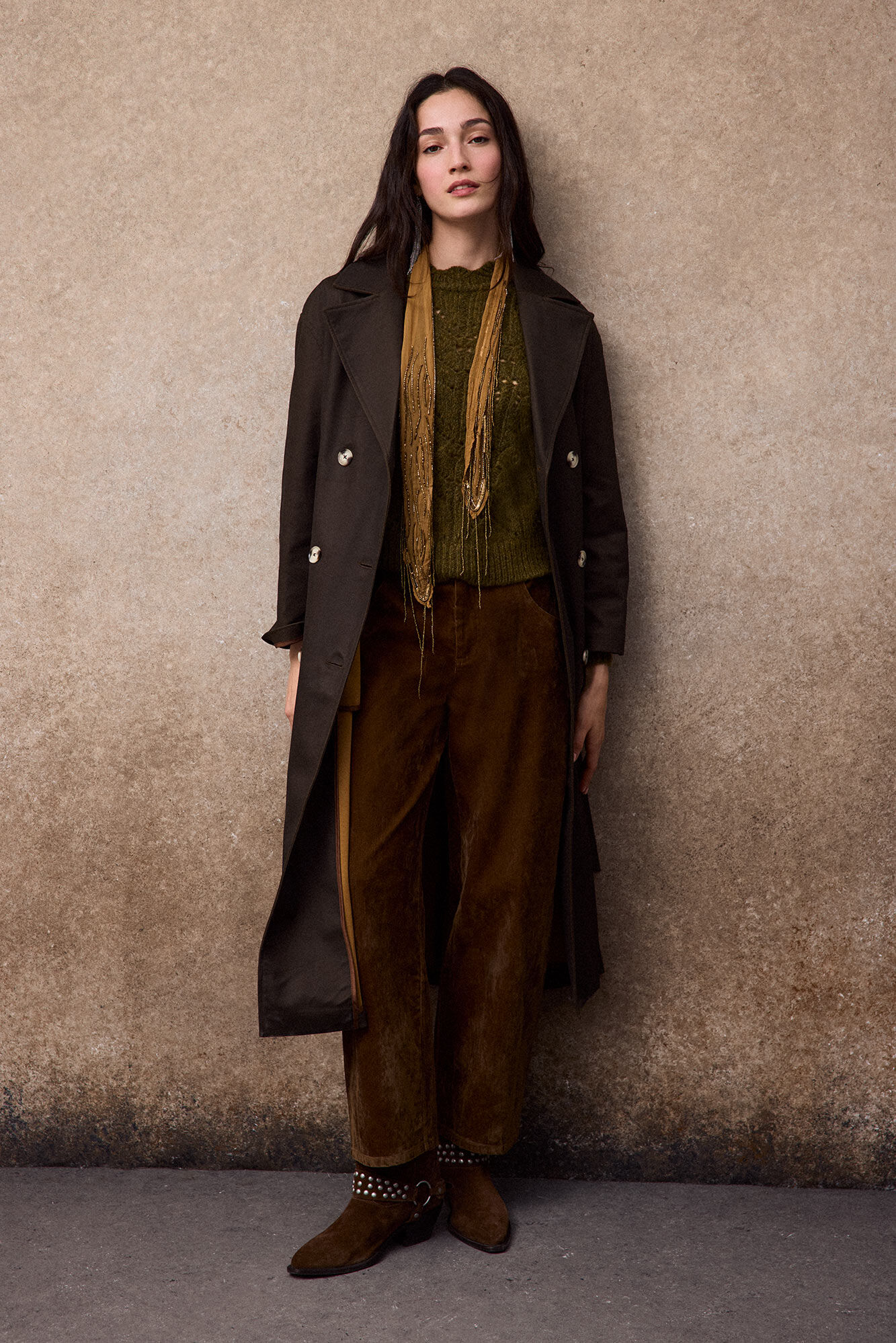 Slowlove Trench tejido efecto ante
