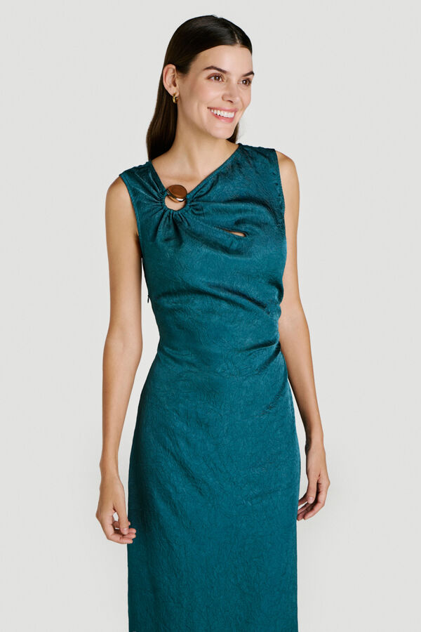 Vila Vestido midi satinado de fiesta Azul